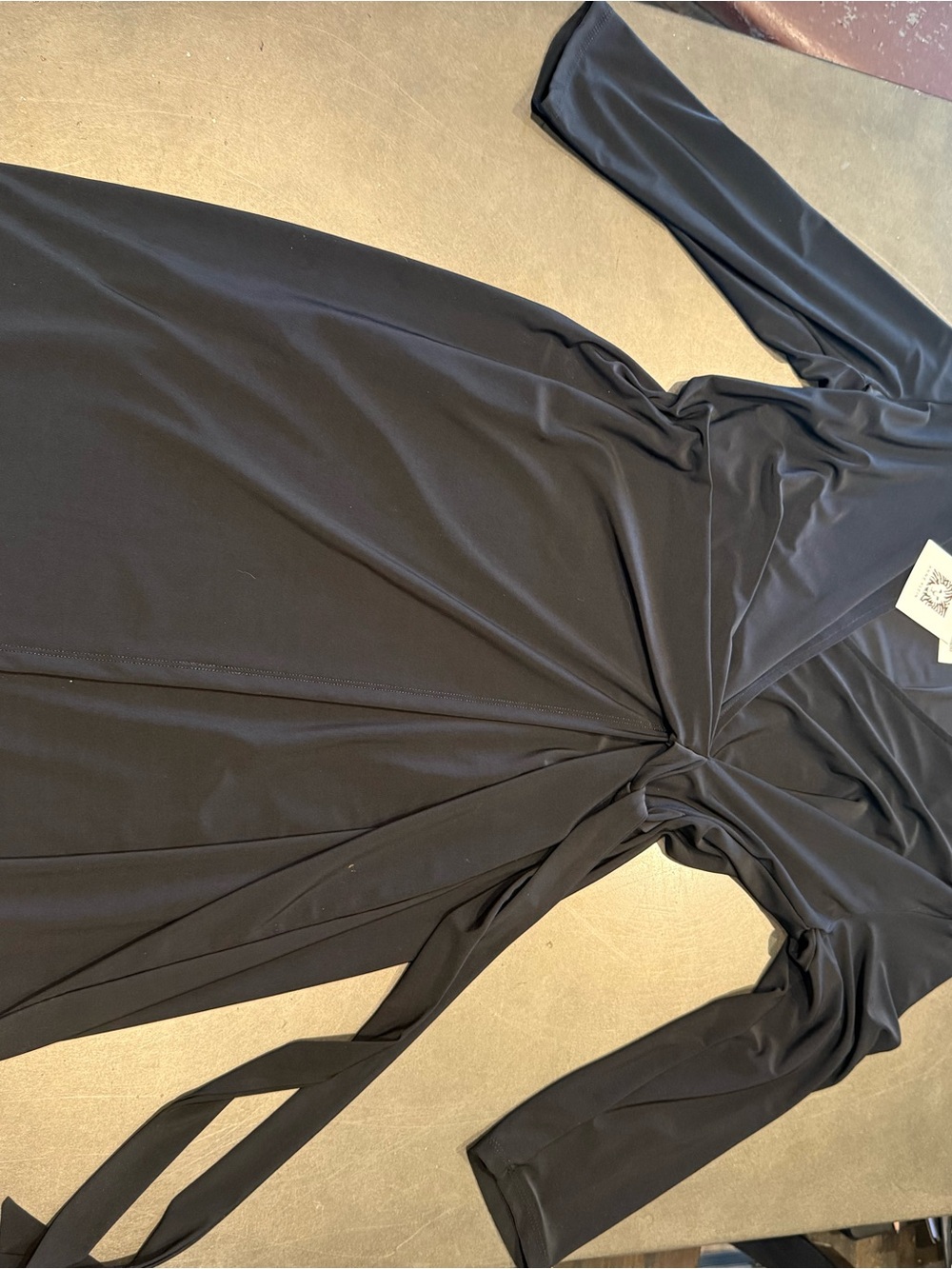 Anne Klein Black Faux Wrap-Style Knot Dress. - Picture 2 of 7
